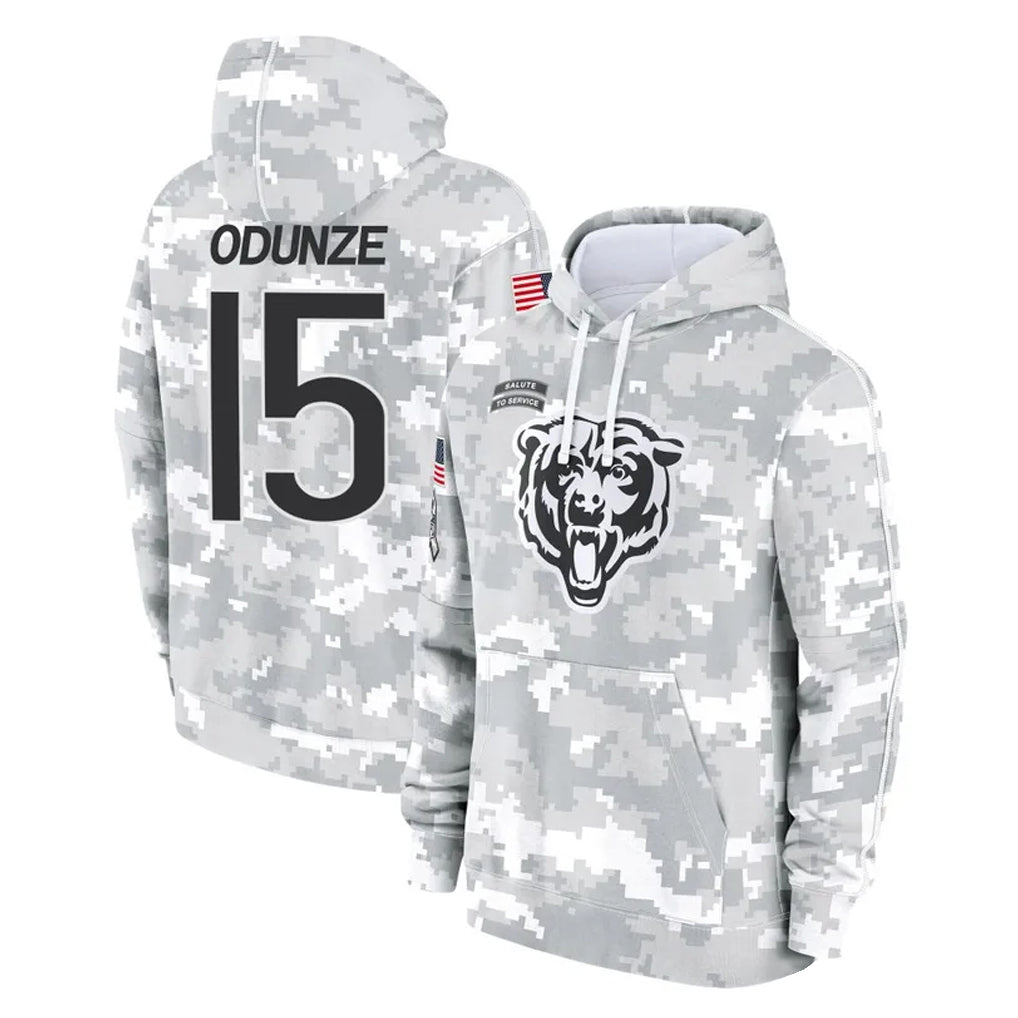 Odoa C.Bears #15 Rome Odunze Player Arctic Camo Salute to Service Pullover Hoodies Limited Stitched Jerseys