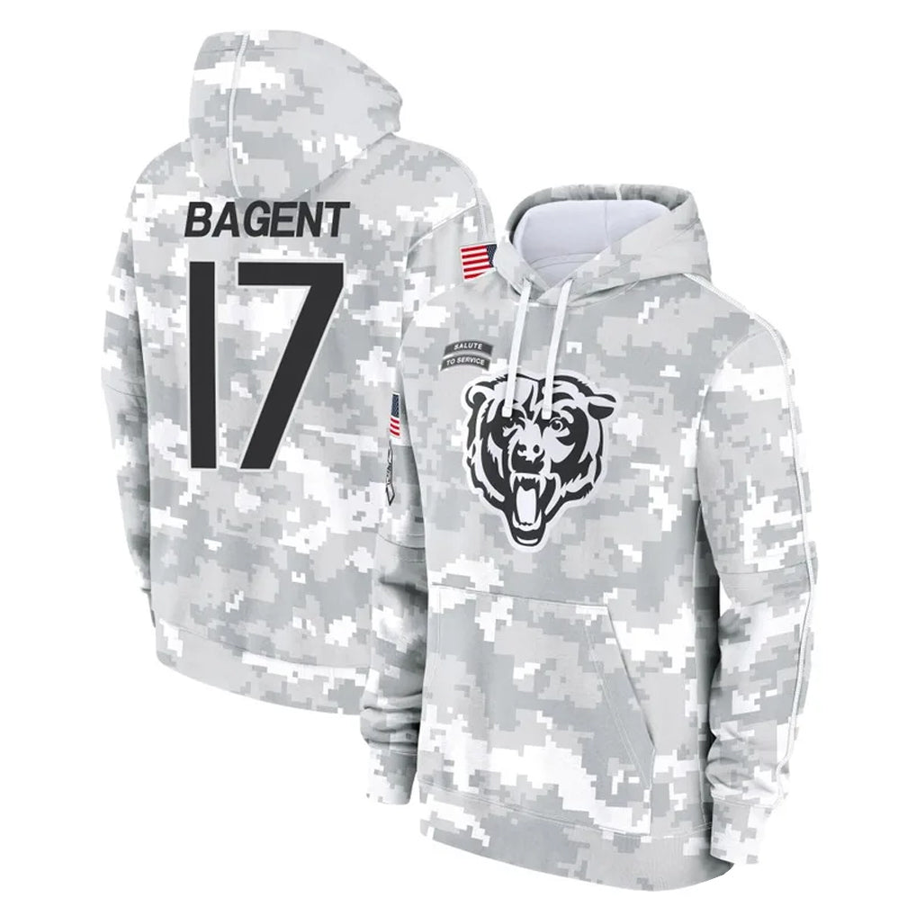 Odoa C.Bears #17 Tyson Bagent Player Arctic Camo Salute to Service Pullover Hoodies Limited Stitched Jerseys