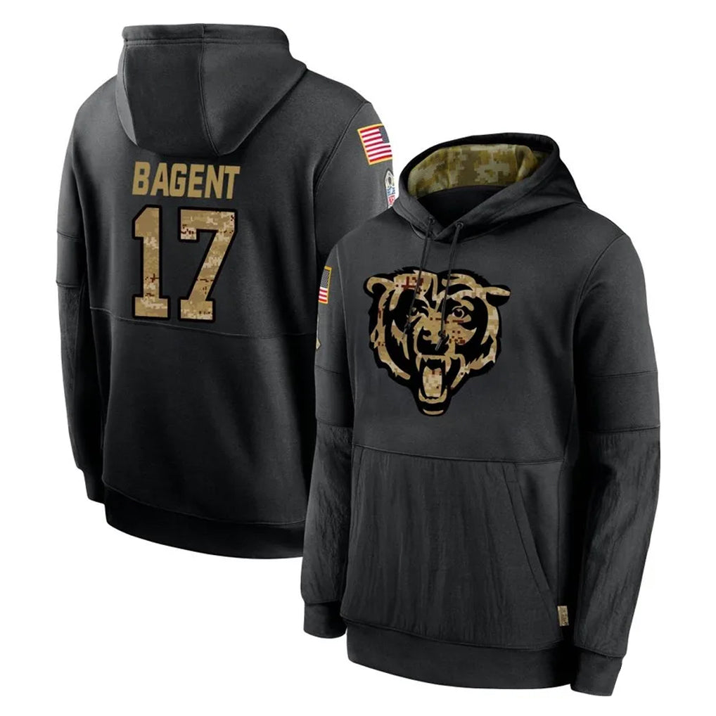 Odoa C.Bears #17 Tyson Bagent Player Black Salute to Service Pullover Hoodies Limited Stitched Jerseys