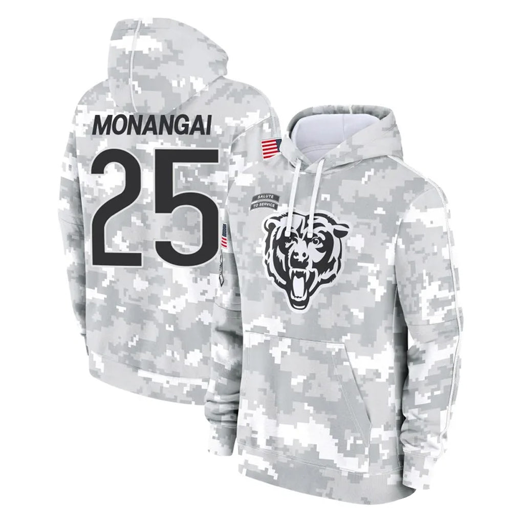 Odoa C.Bears #25 Kyle Monangai Player Arctic Camo Salute to Service Pullover Hoodies Limited Stitched Jerseys