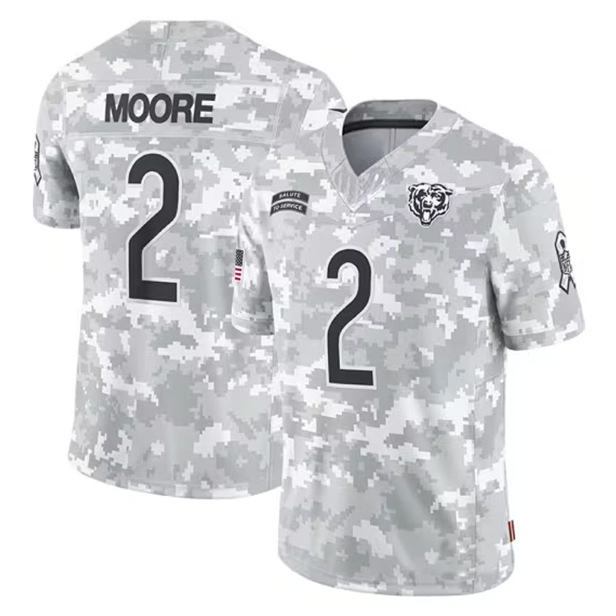 Odoa C.Bears #2 D.J. Moore Player White Arctic Camo Salute to Service Limited Stitched Jerseys