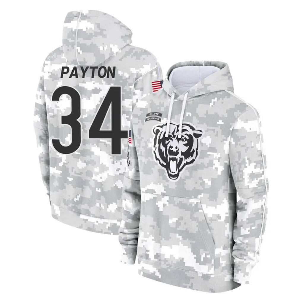 Odoa C.Bears #34 Walter Payton Player Arctic Camo Salute to Service Pullover Hoodies Limited Stitched Jerseys