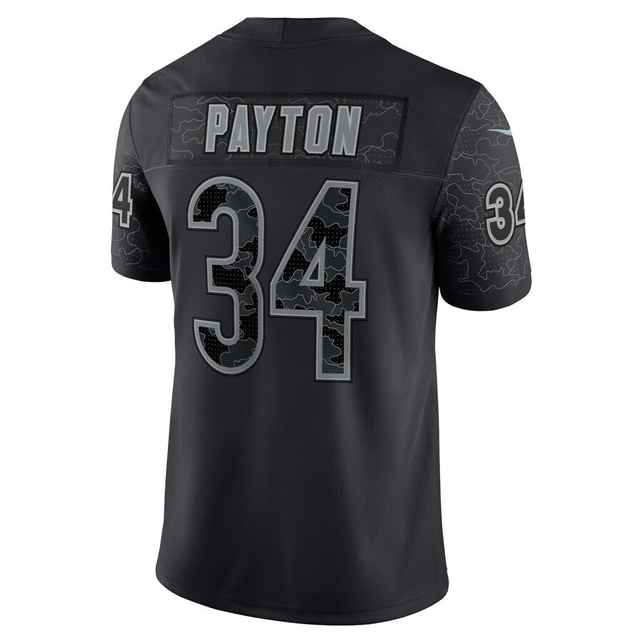 Odoa C.Bears #34 Walter Payton Player Black RFLCTV Limited Game Stitched Jerseys
