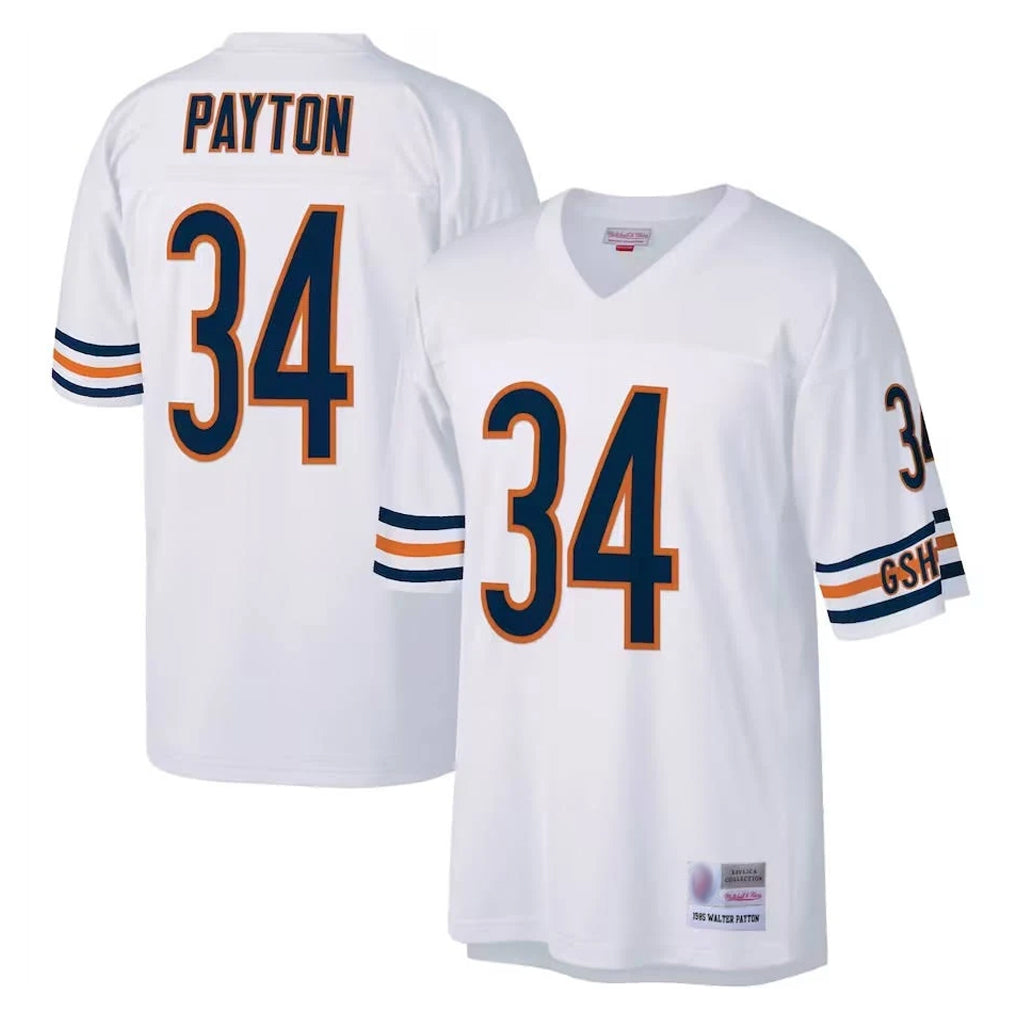 Odoa C.Bears #34 Walter Payton Player White 1985 Walter Payton Mitchell & Ness Throwback Retired Stitched Jerseys