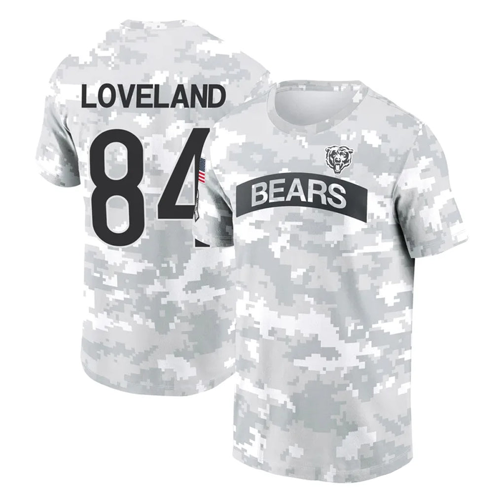Odoa C.Bears #84 Colston Loveland Player Arctic Camo Salute to Service Performance T-Shirt Limited Stitched Jerseys