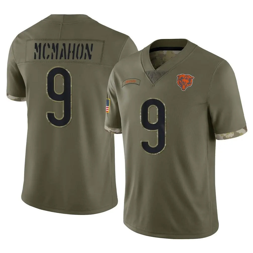 Odoa C.Bears #9 Jim McMahon Player Olive Salute to Service Limited Game Stitched Jerseys