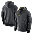 Odoa C.Bengals Anthracite Salute to Service Player Performance Hoodie Blank Player Stitched Jerseys