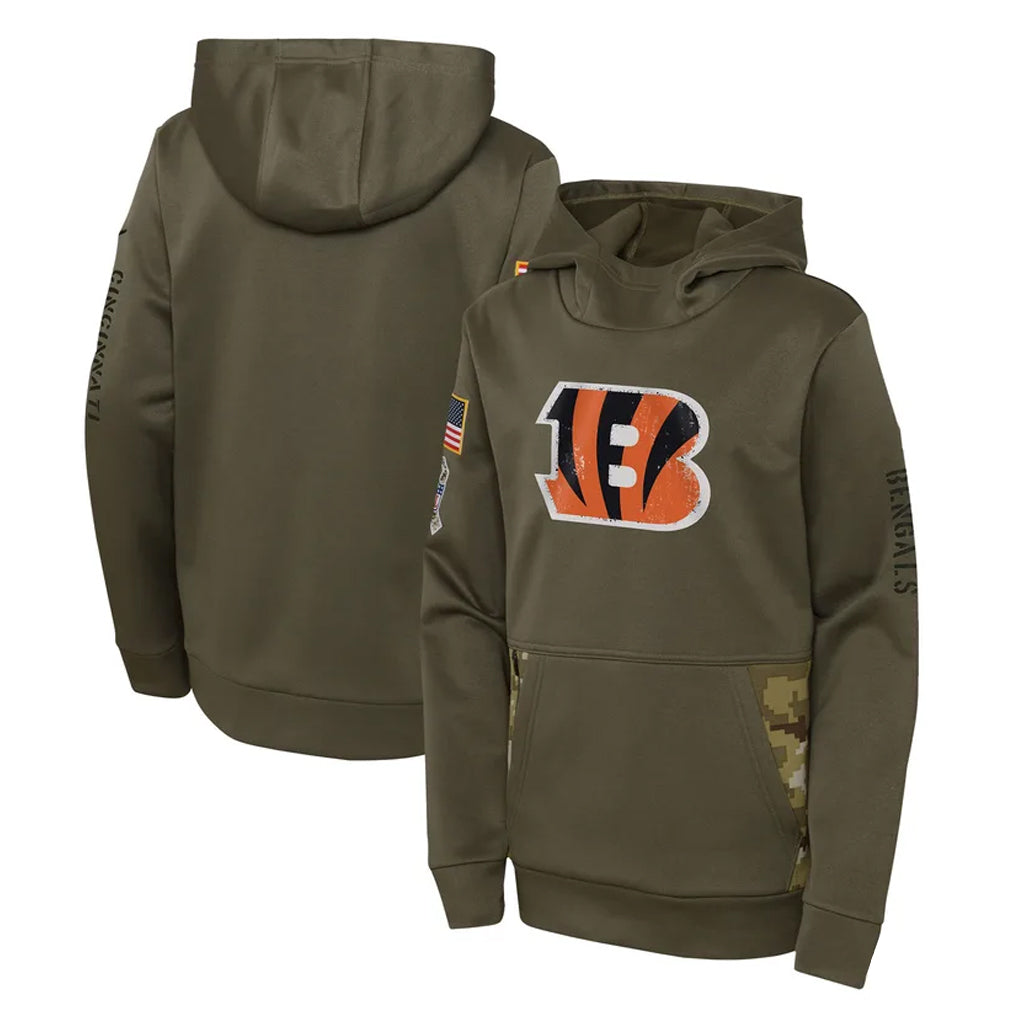 Odoa C.Bengals Olive Salute to Service Performance Pullover Hoodie Blank Player Stitched Jerseys