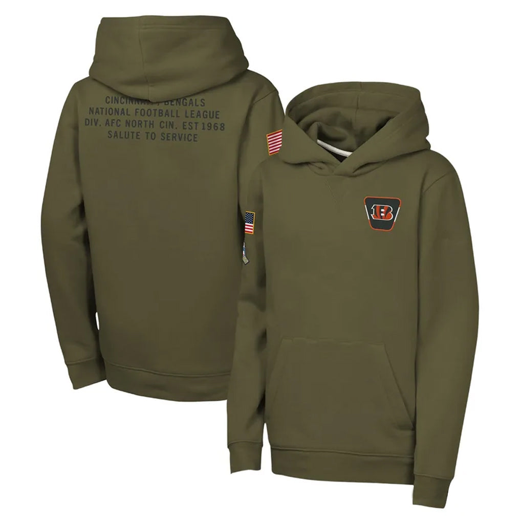 Odoa C.Bengals Olive Salute to Service Pullover Hoodies Limited Blank Player Stitched Jerseys