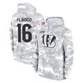 Odoa C.Bengals #16 Joe Flacco Player Arctic Camo Salute to Service Pullover Hoodie Limited Stitched Jerseys