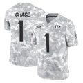 Odoa C.Bengals #1 Ja'Marr Chase Player Arctic Camo Salute to Service Limited Stitched Jerseys