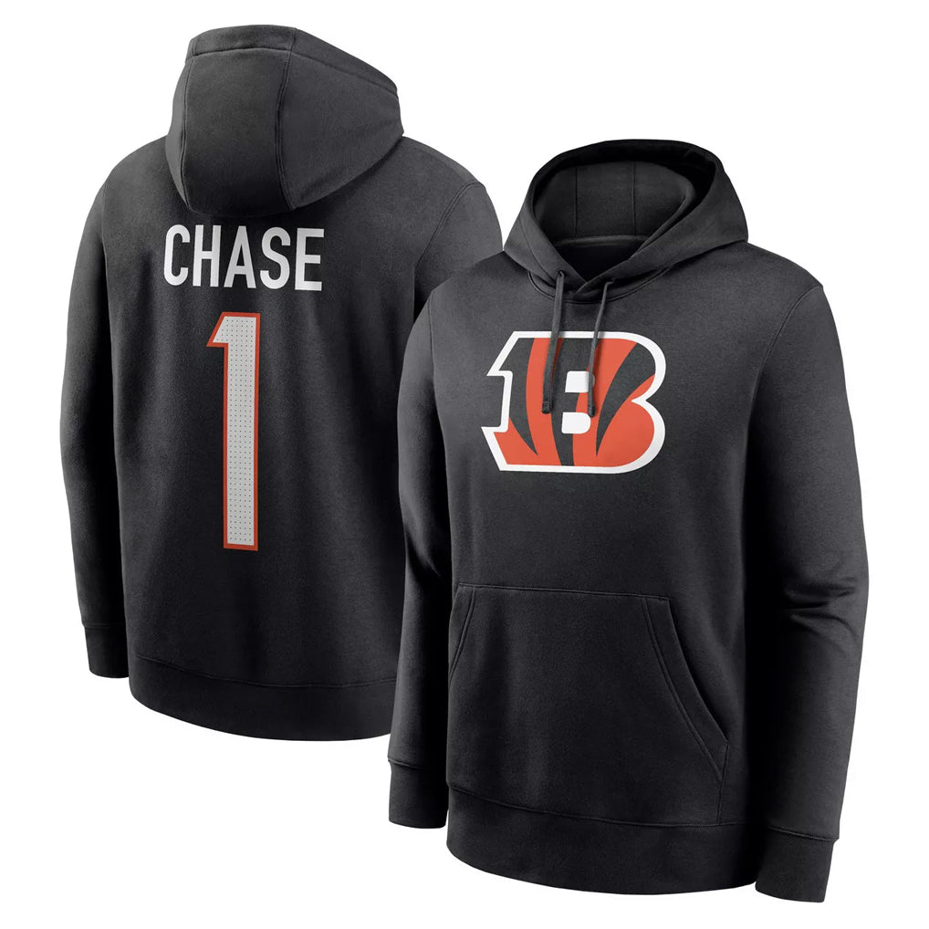 Odoa C.Bengals #1 Ja'Marr Chase Player Black Salute to Service Pullover Hoodies Game Stitched Jerseys