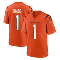 Odoa C.Bengals #1 Ja'Marr Chase Player Orange Home Game Stitched Jerseys