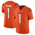 Odoa C.Bengals #1 Ja'Marr Chase Player Orange Vapor F.U.S.E. Limited Home Game Stitched Jerseys