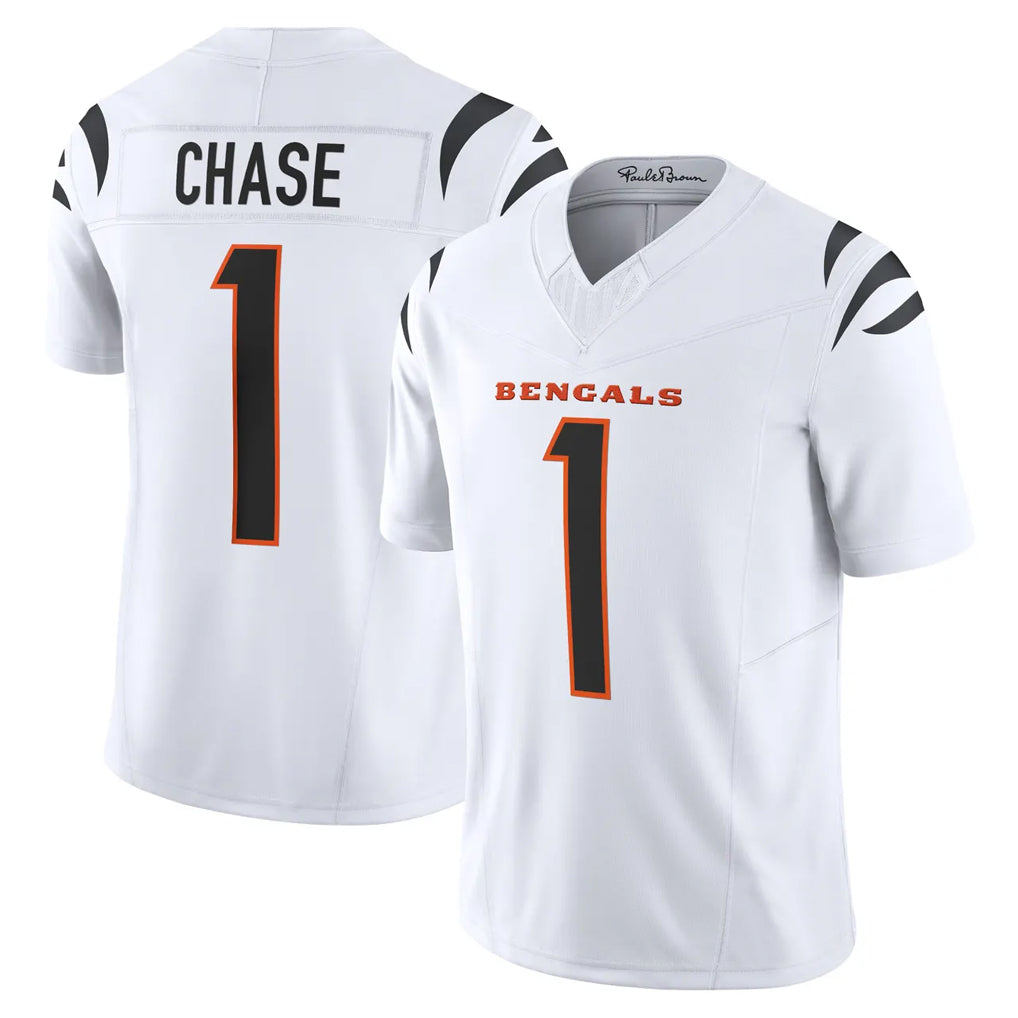 Odoa C.Bengals #1 Ja'Marr Chase Player White Vapor F.U.S.E. Limited Home Game Stitched Jerseys