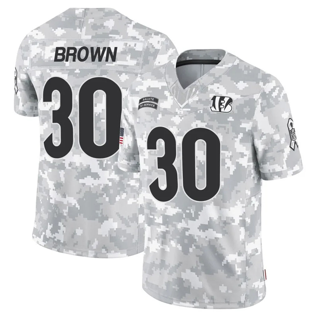 Odoa C.Bengals #30 Chase Brown Player Arctic Camo Salute to Service Limited Stitched Jerseys