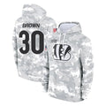 Odoa C.Bengals #30 Chase Brown Player Arctic Camo Salute to Service Pullover Hoodie Limited Stitched Jerseys