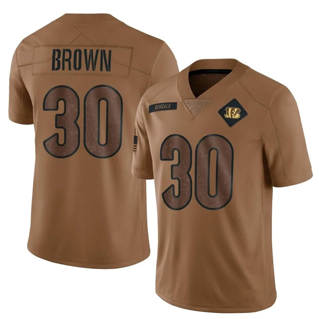 Odoa C.Bengals #30 Chase Brown Player Brown Salute To Service Limited Stitched Jerseys