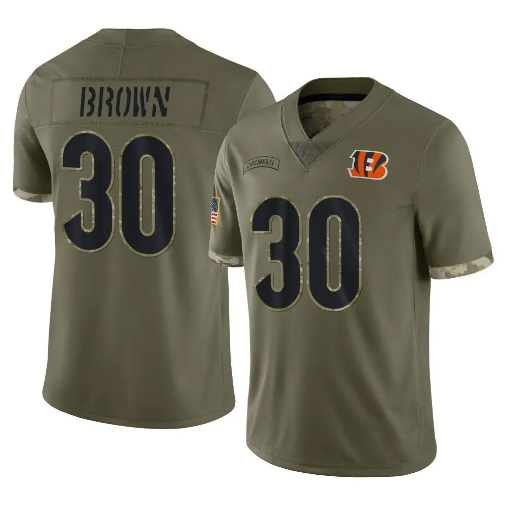 Odoa C.Bengals #30 Chase Brown Player Salute To Service Limited Olive Stitched Jerseys