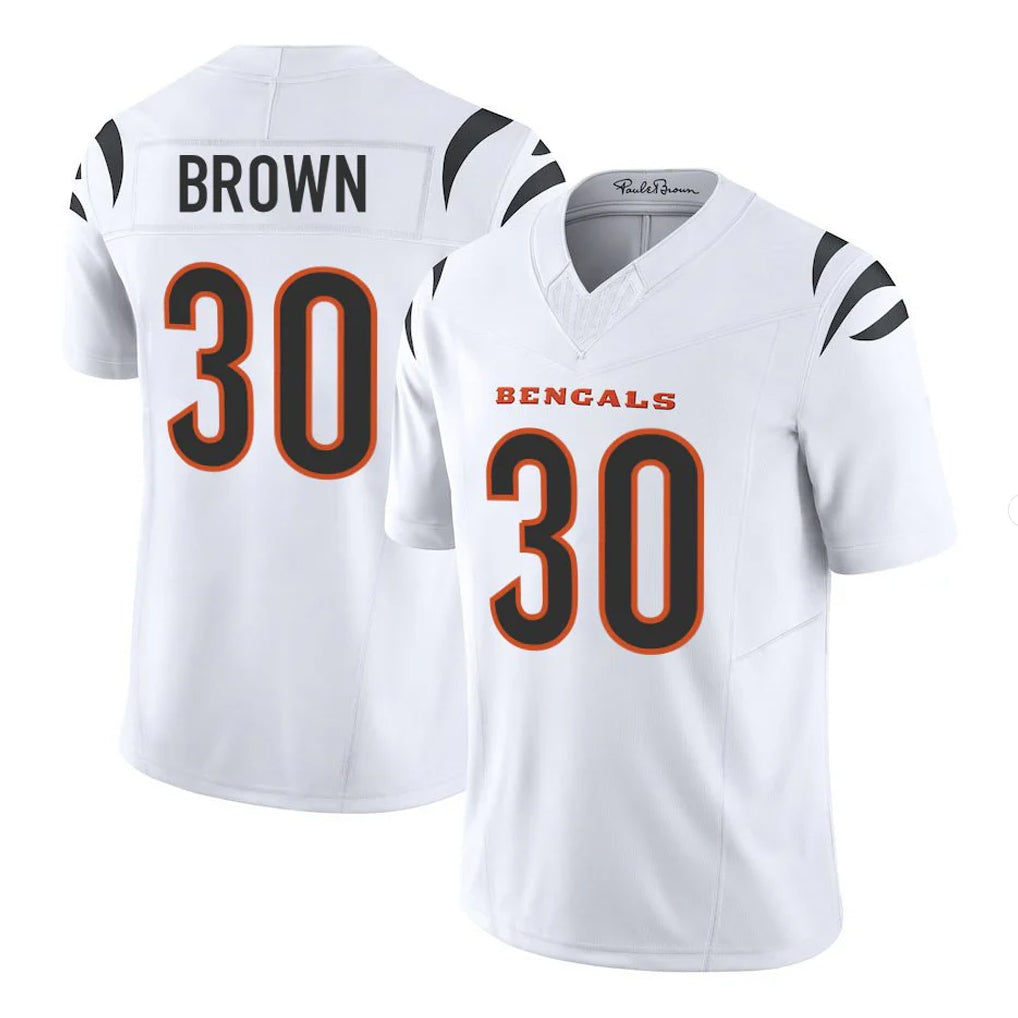 Odoa C.Bengals #30 Chase Brown Player White Vapor F.U.S.E. Limited Home Game Stitched Jerseys