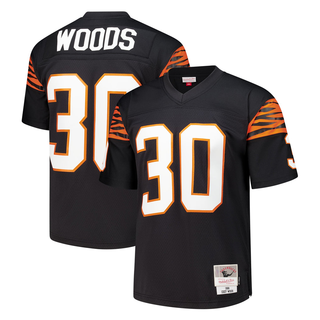 Odoa C.Bengals #30 Ickey Woods Player Black Mitchell & Ness 1988 Legacy Replica Stitched Jerseys