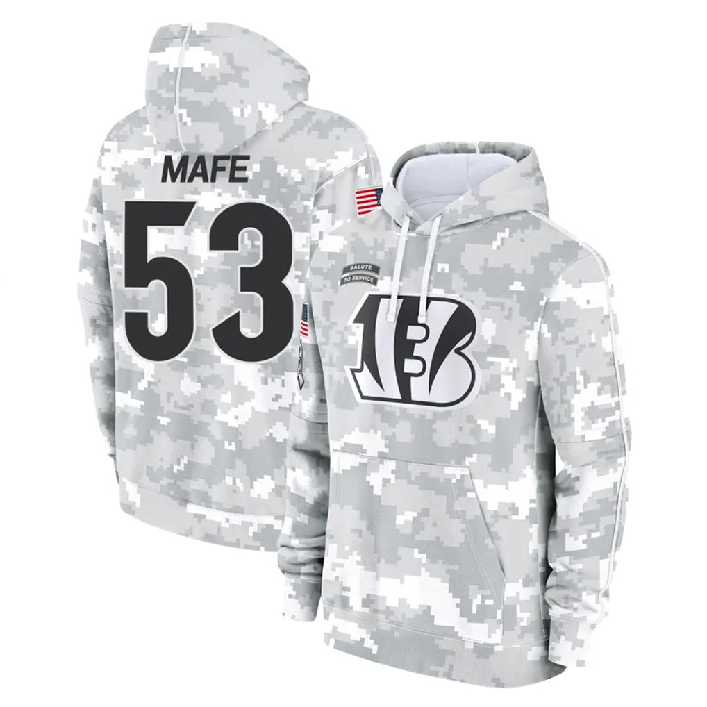 Odoa C.Bengals #53 Boye Mafe Player Arctic Camo Salute to Service Pullover Hoodie Limited Stitched Jerseys