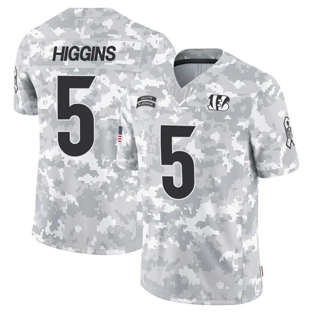 Odoa C.Bengals #5 Tee Higgins Player Arctic Camo Salute to Service Limited Stitched Jerseys