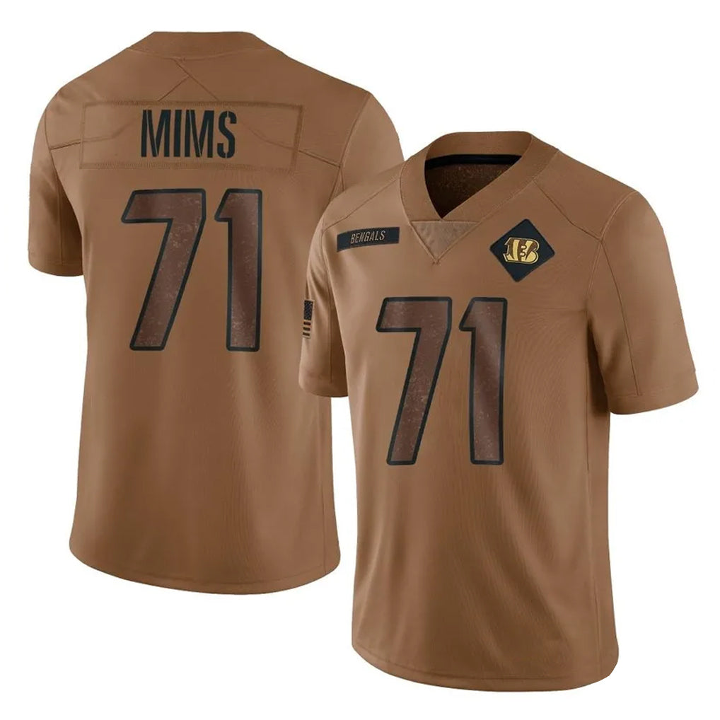 Odoa C.Bengals #71 Amarius Mims Player Brown Salute to Service Limited Stitched Jerseys