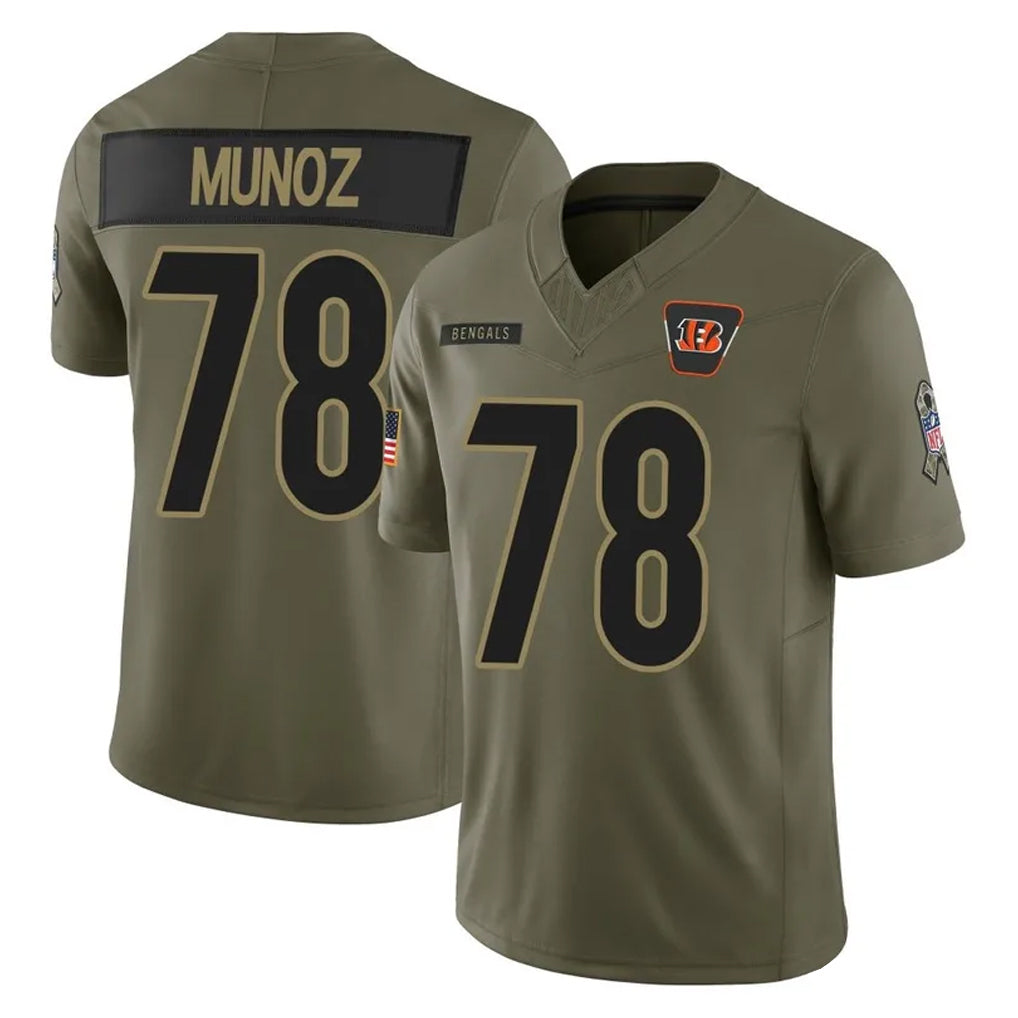 Odoa C.Bengals #78 Anthony Munoz Player Olive Salute to Service Limited Home Game Stitched Jerseys