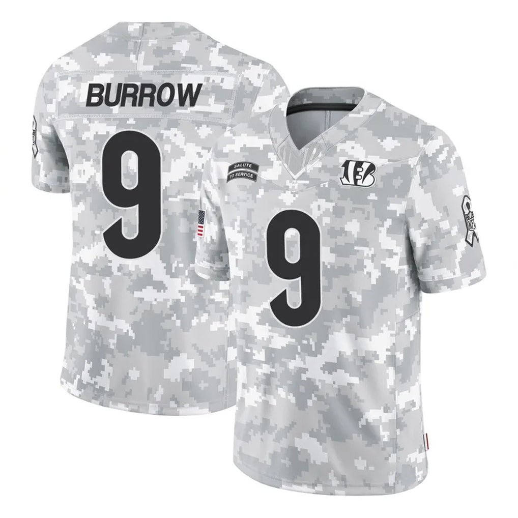 Odoa C.Bengals #9 Joe Burrow Player Arctic Camo Salute to Service Limited Stitched Jerseys
