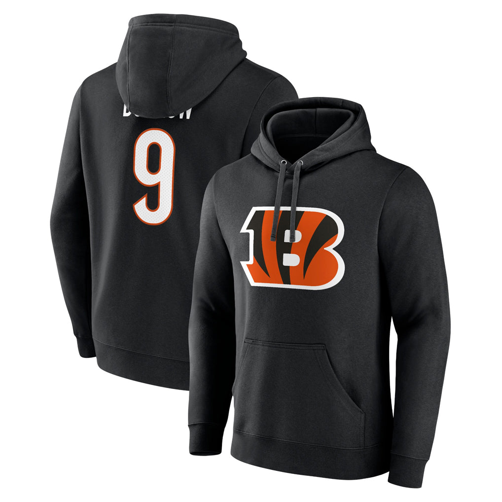 Odoa C.Bengals #9 Joe Burrow Player Black Salute to Service Pullover Hoodie Stitched Jerseys