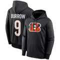 Odoa C.Bengals #9 Joe Burrow Player Black Salute to Service Pullover Hoodies Game Stitched Jerseys