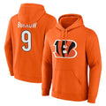 Odoa C.Bengals #9 Joe Burrow Player Orange Salute to Service Pullover Hoodie Limited Stitched Jerseys