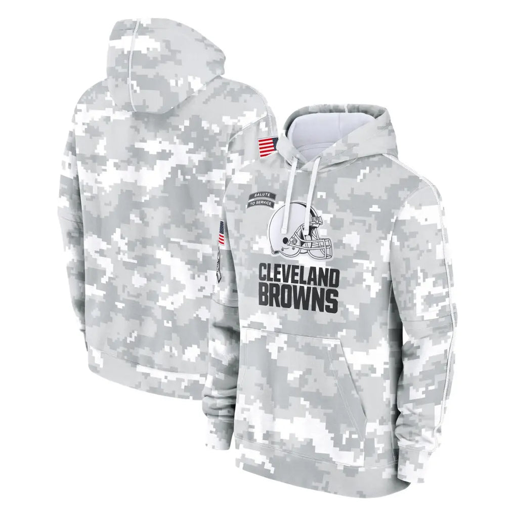 Odoa C.Browns Arctic Camo Salute to Service Hoodies Limited Game Blank Player Stitched Jerseys