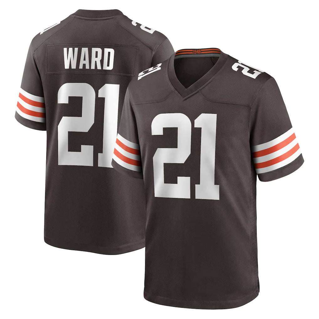 Odoa C.Browns #21 Denzel Ward Player Brown Home Game Football Jerseys