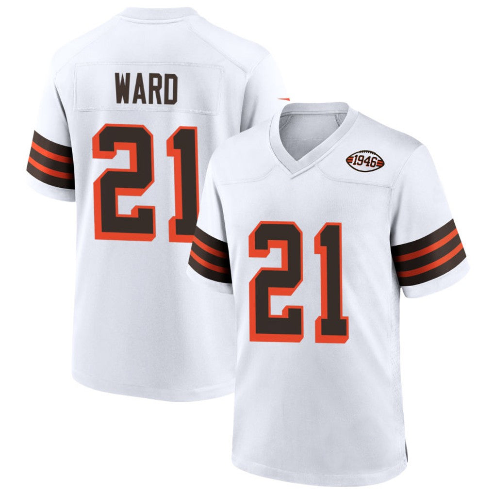 Odoa C.Browns #21 Denzel Ward Player White 1946 Collection Alternate Football Jerseys
