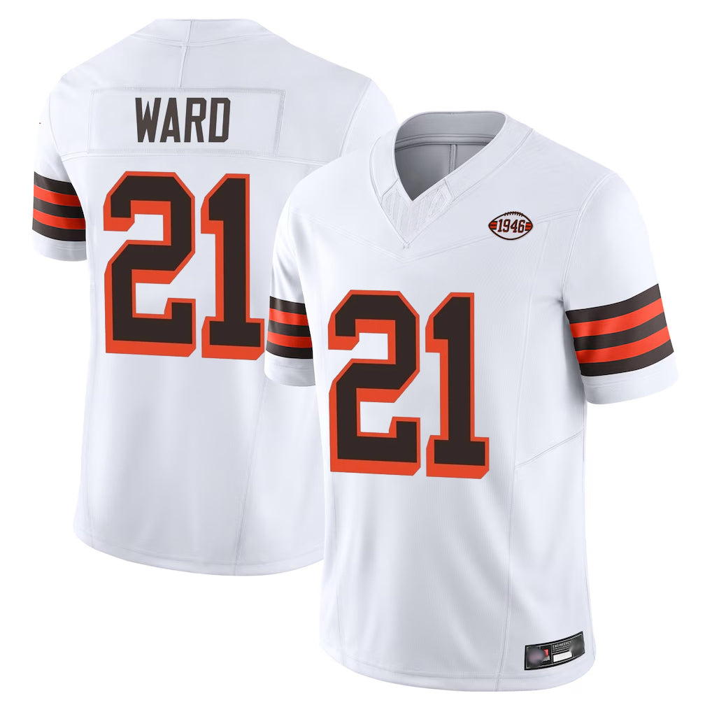 Odoa C.Browns #21 Denzel Ward Player White Limited Vapor F.U.S.E. Alternate Game Stitched Jerseys