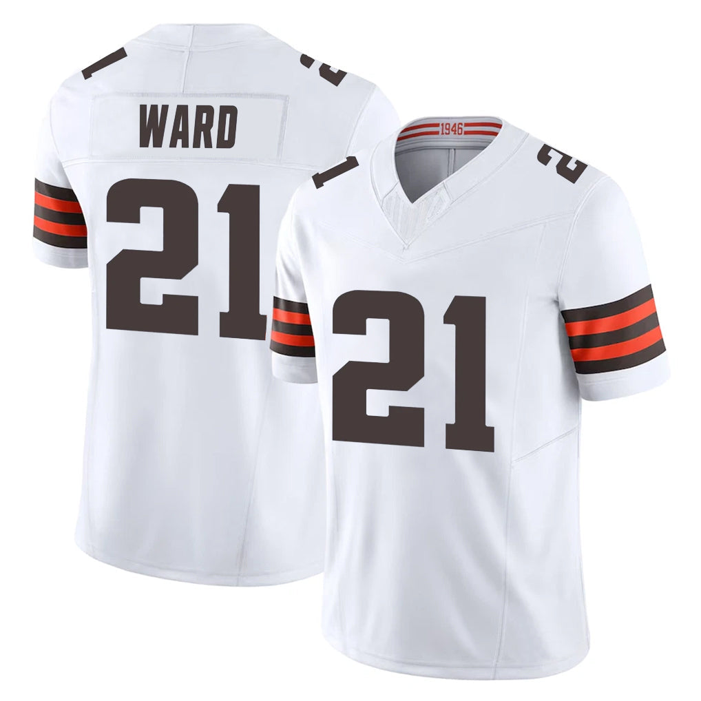 Odoa C.Browns #21 Denzel Ward Player White Vapor F.U.S.E. Limited Home Game Stitched Jerseys