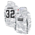 Odoa C.Browns #32 Jim Brown Player Arctic Camo Salute to Service Hoodies Limited Game Stitched Jerseys