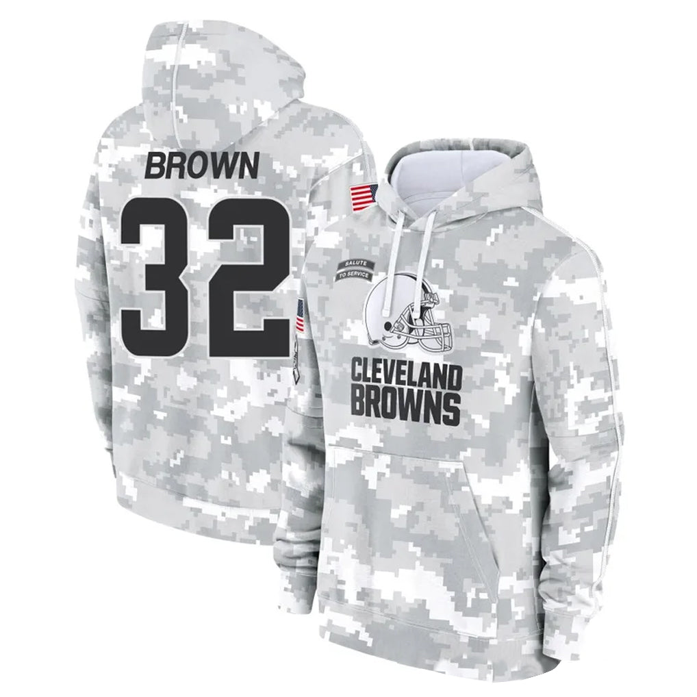 Odoa C.Browns #32 Jim Brown Player Arctic Camo Salute to Service Hoodies Limited Game Stitched Jerseys