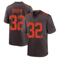 Odoa C.Browns #32 Jim Brown Player Brown Alternate Home Game Stitched Jerseys