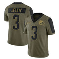 Odoa C.Browns #3 Jerry Jeudy Player Olive Salute to Service Limited Home Game Stitched Jerseys