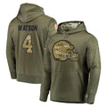 Odoa C.Browns #4 Deshaun Watson Player Olive Salute to Service Pullover Hoodies Home Game Stitched Jerseys