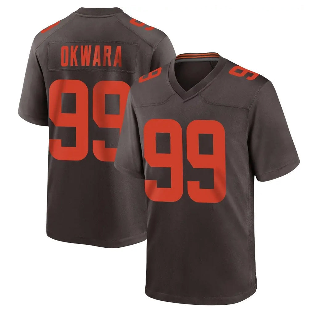 Odoa C.Browns #99 Julian Okwara Player Brown Alternate Home Game Stitched Jerseys