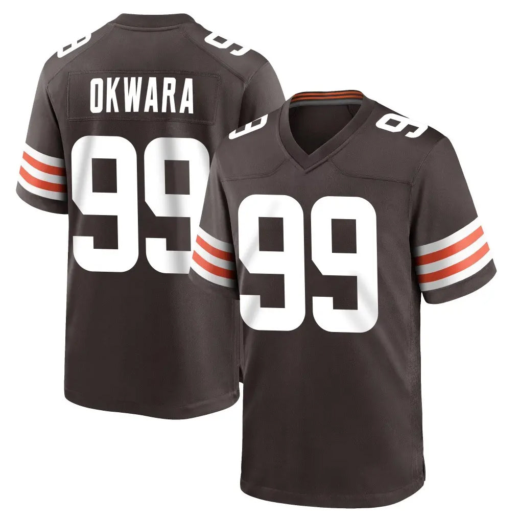 Odoa C.Browns #99 Julian Okwara Player Brown Home Game Stitched Jerseys