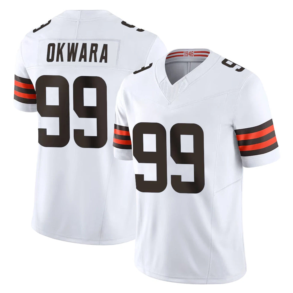 Odoa C.Browns #99 Julian Okwara Player White Vapor F.U.S.E. Limited Home Game Stitched Jerseys