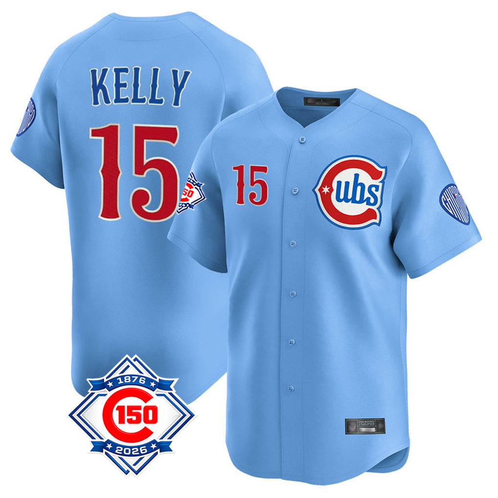 Odoa C.Cubs #15 Carson Kelly Player Light Blue 150th Anniversary Limited Home Stitched Jerseys