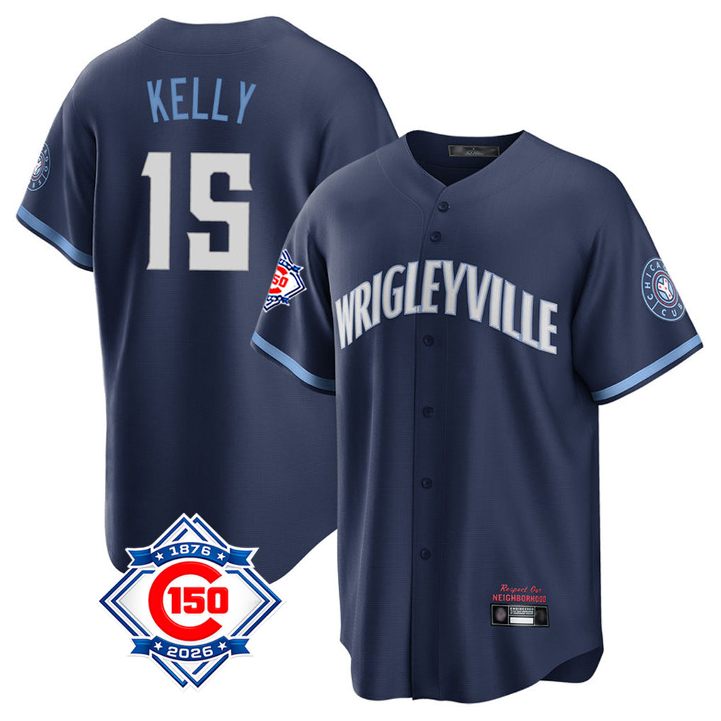 Odoa C.Cubs #15 Carson Kelly Player Navy 150th Anniversary City Connect Home Game Stitched Jerseys