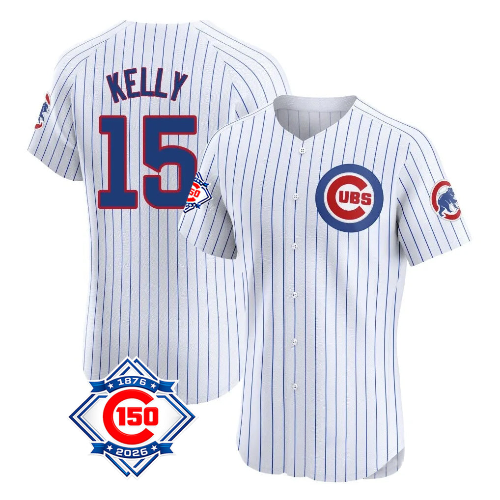 Odoa C.Cubs #15 Carson Kelly Player White 150th Anniversary Limited Elite Home Game Stitched Jerseys