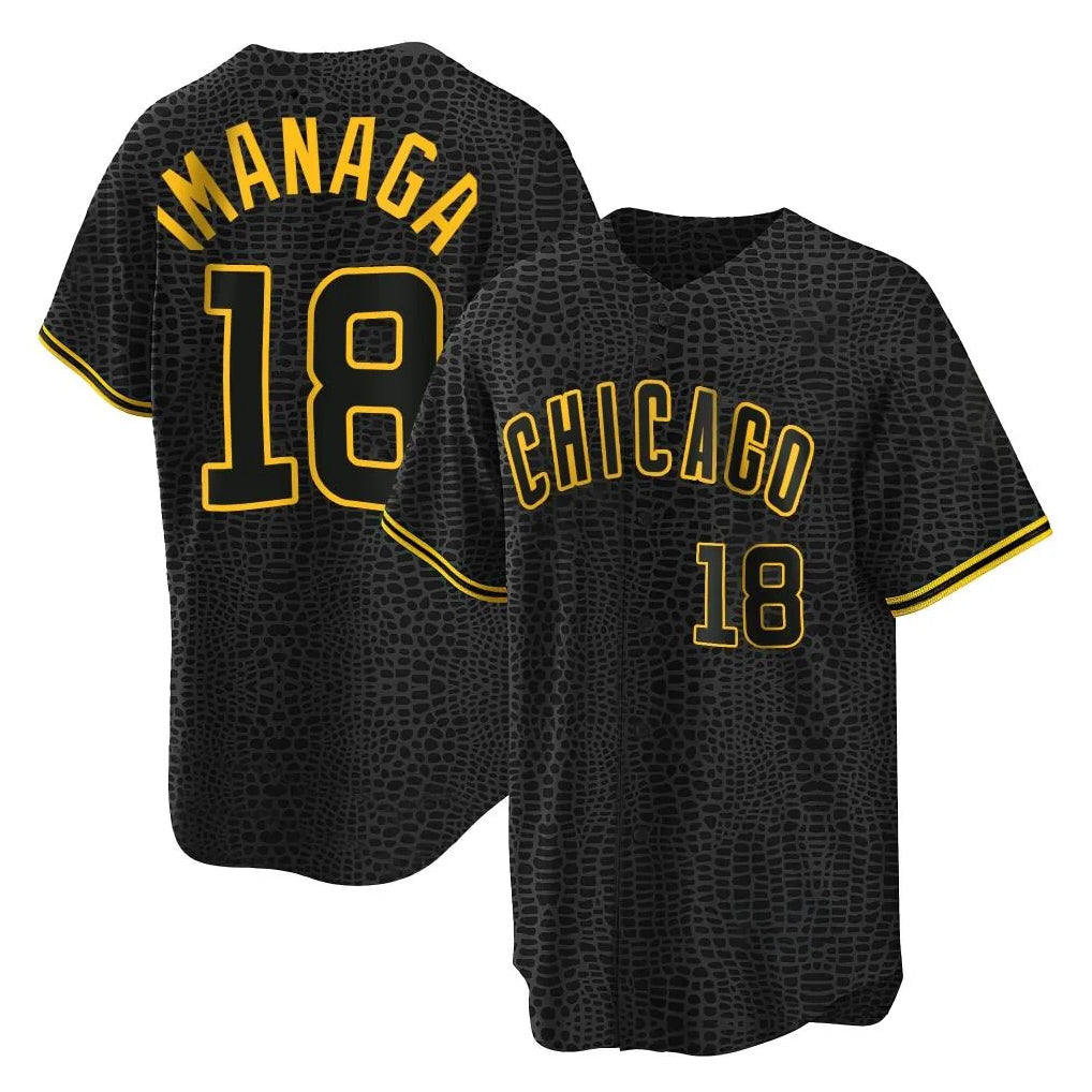 Odoa C.Cubs #18 Shota Imanaga Player Black Snake Skin City Game Stitched Jerseys